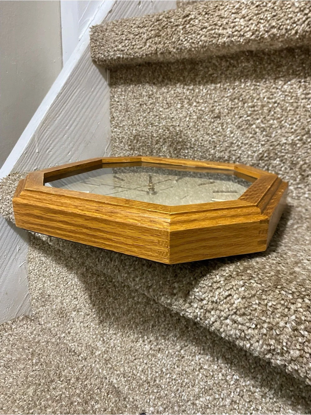 Vintage Sunbeam Quartz Wall Clock - Octagon Wood Frame Model 882-627 MCM Retro